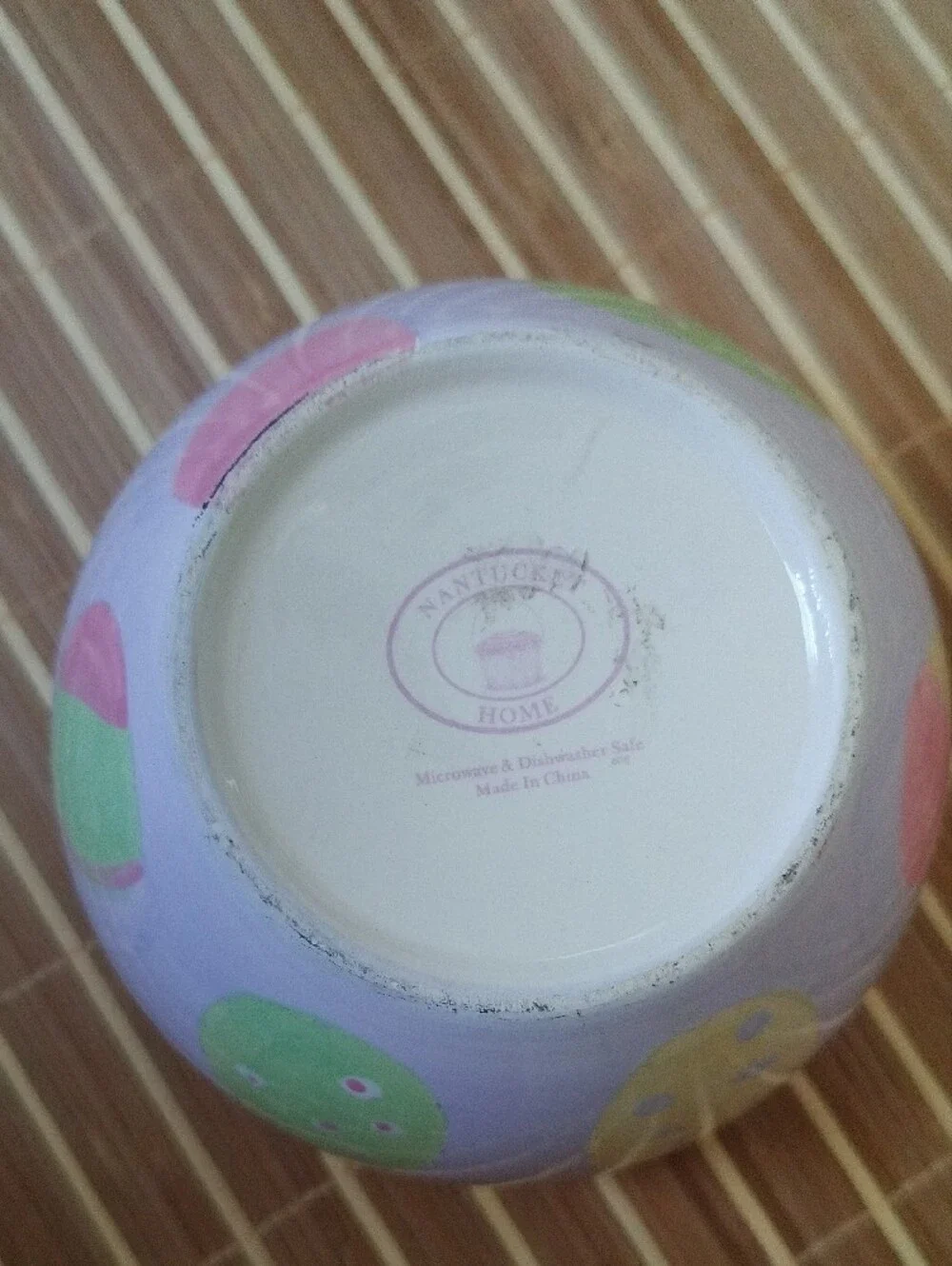 Hand-Painted Pastel Ceramic Bowl with Easter Egg Motif